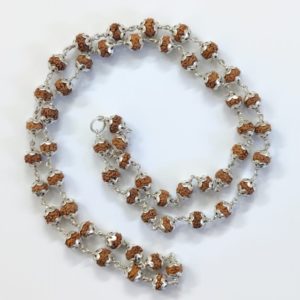 सिल्वर कैप रुद्राक्ष माला 54 बीड्स - Silver Cap Rudraksha Mala 54 Beads ( 92.5 Silver ) With Lab Report