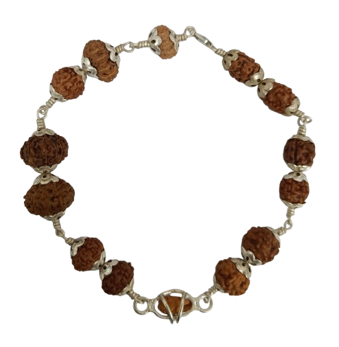 1 से 14 मुखी रुद्राक्ष ब्रेसलेट - 1 To 14 Mukhi Natural Rudraksha Bracelet With Silver Cap - With Lab Report